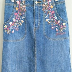 RARE Vintage Blue Jean Guess Flower Skirt